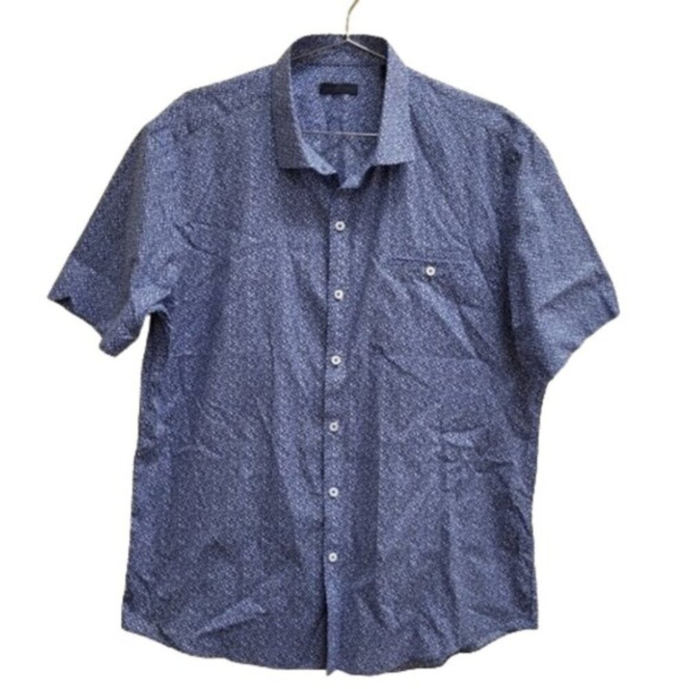 Zachary Prell Blue Print Short Sleeve Button Up Shirt